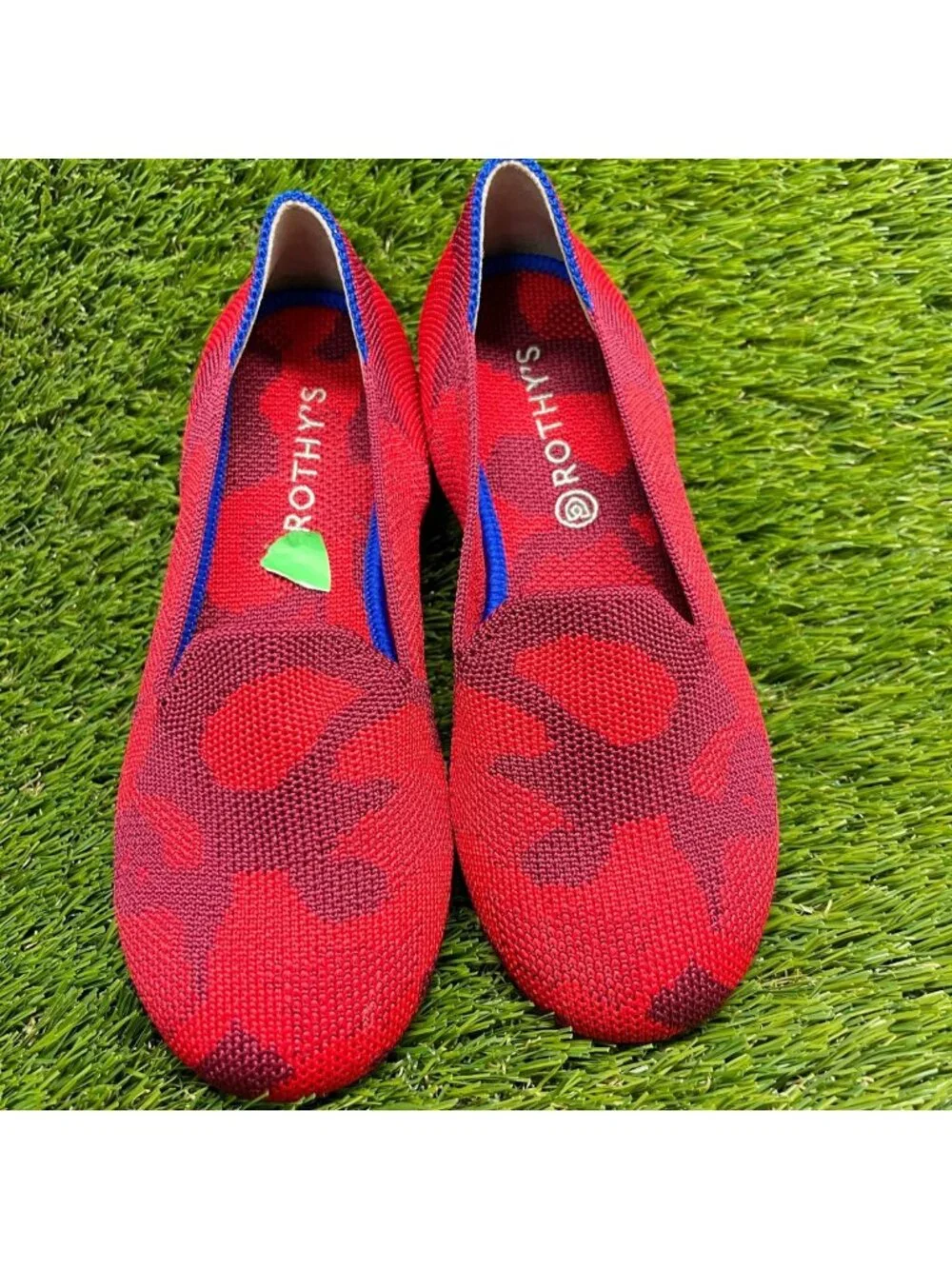 Rothy's The Loafer Girls Size 1Y Red Camo Blue Casual Slip On Ballet Flats Shoes